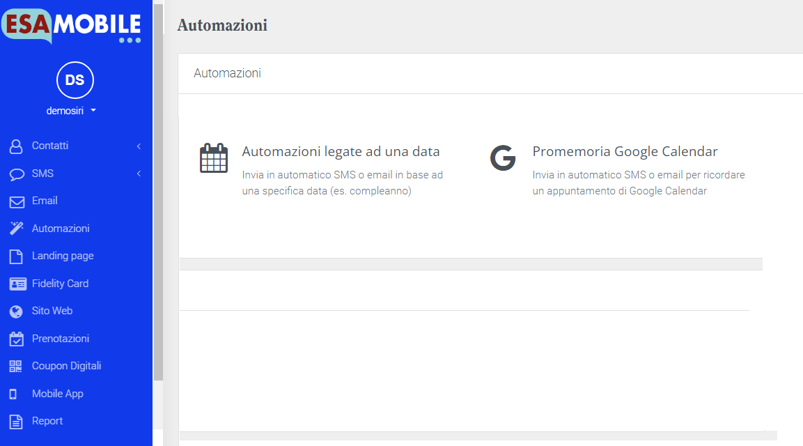 Programmazione invio automatico di SMS da Google Calendar da esamobile.it