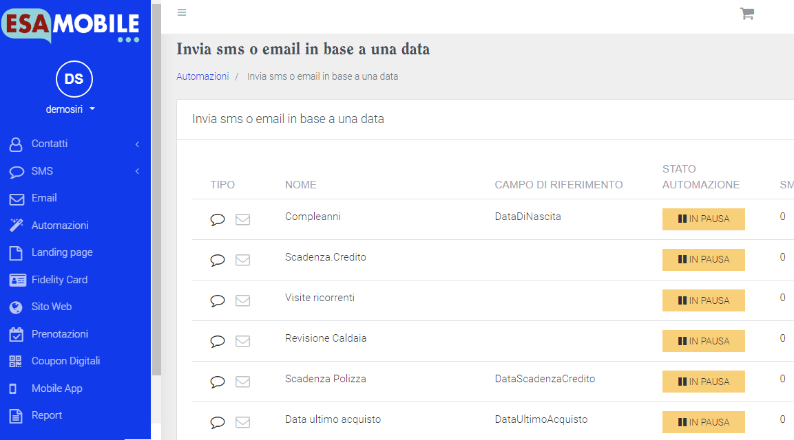 Invio automatico di SMS basati su una data