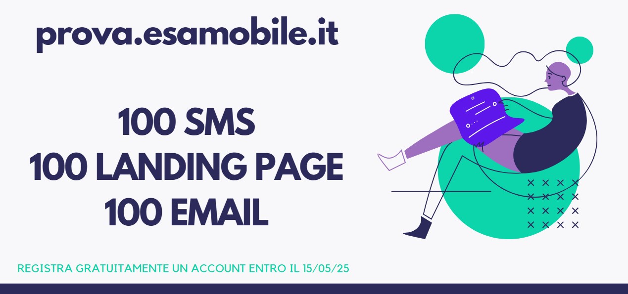 Prova gratuita con 100 email, 100 SMS e 100 landing page responsive