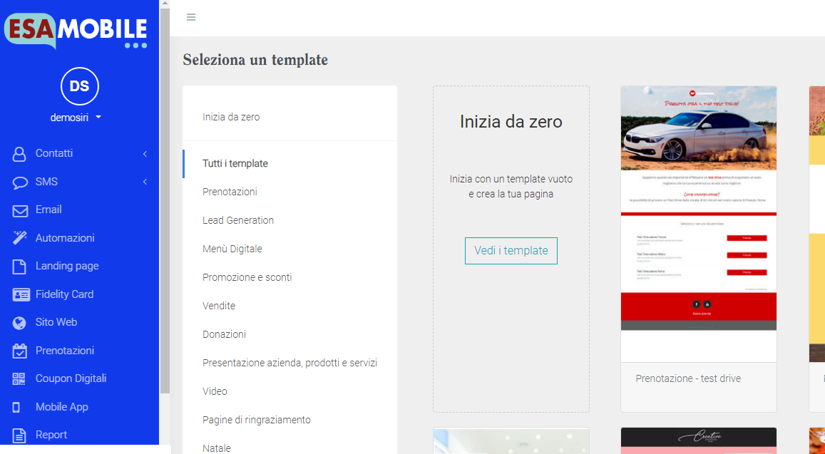 Modelli di landing page responsive già pronti su esamobile.it